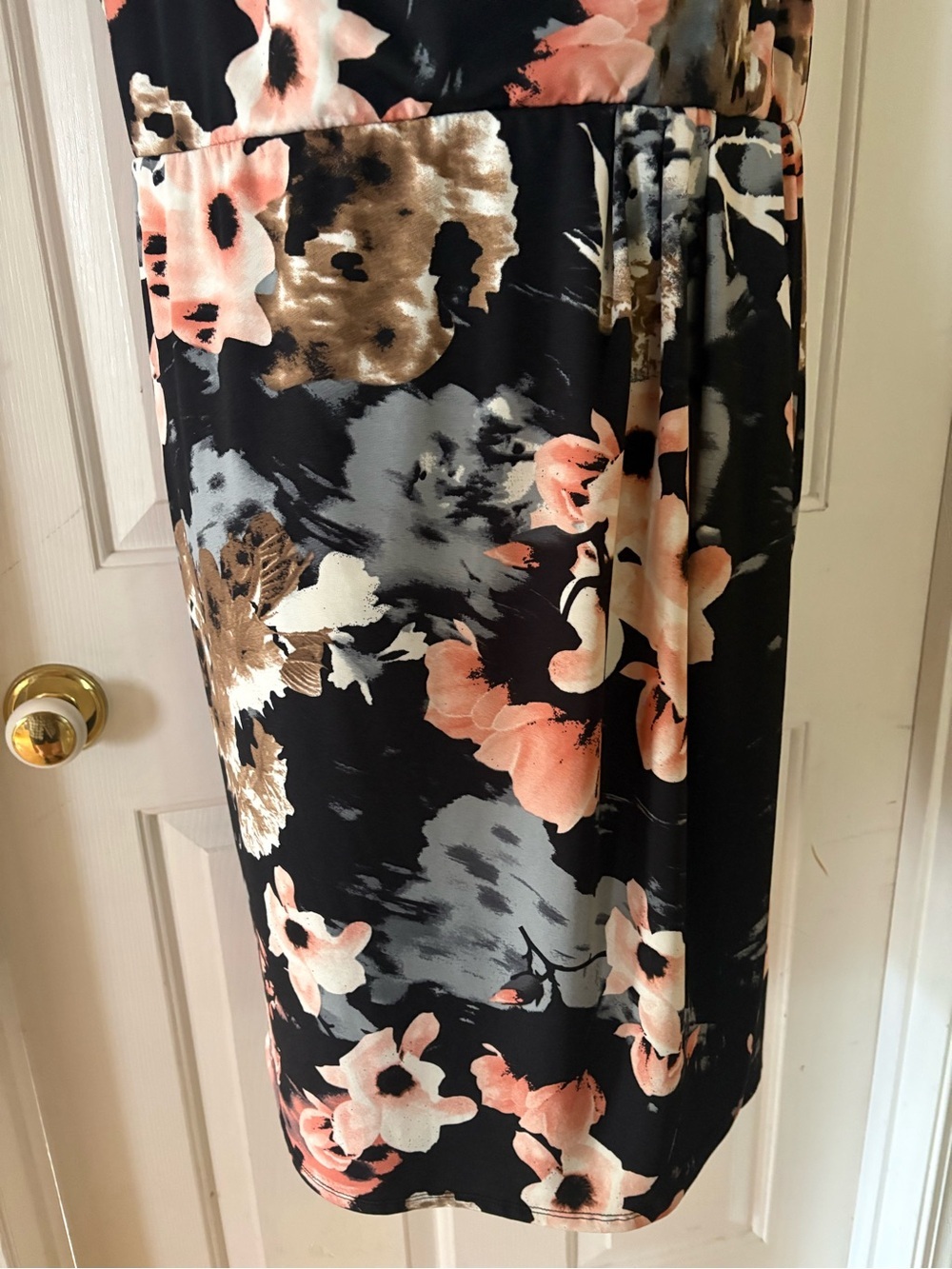 Cleo Black Floral Cowl Neck Midi Dress, Sz XXL. - Picture 6 of 14